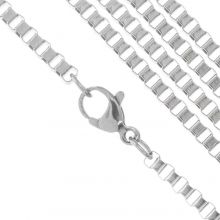 Stainless steel Necklace Box Chain (2 x 2.5 mm / 50 cm) Antique Silver (1 pcs)