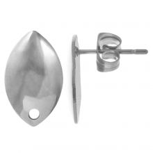 Stainless Steel Stud Earrings (14.5 x 9 mm) Antique Silver (4 pcs)