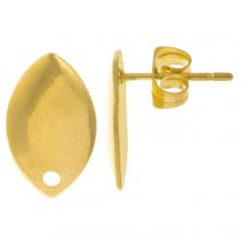 Stainless Steel Stud Earrings (14.5 x 9 mm) Gold (4 pcs)