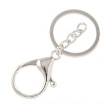 Key Ring with Chain (68 mm) Antique Silver (5 pcs)