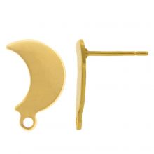 Stainless Steel Stud Earrings Moon (10 x 8 mm) Gold (4 pcs)