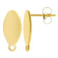 Stainless Steel Stud Earrings Oval (15 x 7 mm) Gold (4 pcs)