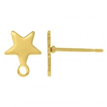 Stainless Steel Stud Earrings Star (10 x 8 mm) Gold (4 pcs)