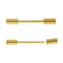 Screw Clasp for Cord (hole size 2 mm - 25 x 3 mm) Gold (5 pcs)