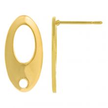 Stainless Steel Stud Earrings (18.5 x 9.5 mm) Gold (4 pcs)