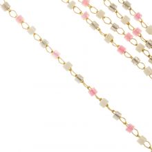 Stainless Steel Seed Beads Link Chain (1.7 mm) Pink Mix (1 meter)
