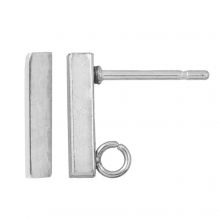 Stainless Steel Stud Earrings Bar (10 x 2 mm) Antique Silver (4 pcs)