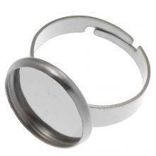 Stainless Steel Adjustable Ring (14 mm) Antique Silver (5 pcs)