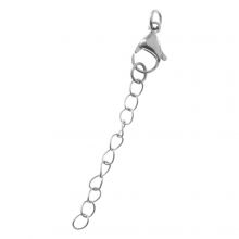 Stainless Steel Extension Chain with Clasp (58 mm) Antique Silver (5 pcs)