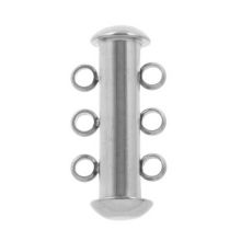 Stainless Steel Multi Strand Slide Lock Clasp 3 Eyelets (19 x 10 mm) Antique Silver (1 pcs)