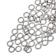 Stainless Steel Jump Rings (4 x 0.8 mm) Antique Silver (100 pcs)