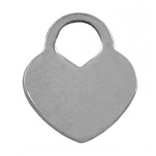 Stainless Steel Charm Heart (11.5 x 10 x 1 mm) Antique Silver (25 pcs)