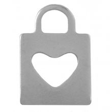 Stainless Steel Charm Heart (16 x 11 x 0.9 mm) Antique Silver (25 pcs)