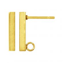Stainless Steel Stud Earrings Bar (15 x 2 mm) Gold (4 pcs)