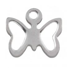 Stainless Steel Charm Butterfly (10 x 10 x 0.9 mm) Antique Silver (25 pcs)