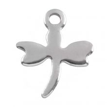Stainless Steel Charm Dragonfly (12 x 10 mm) Antique Silver (50 pcs)