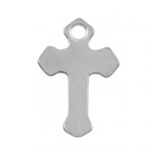 Stainless Steel Charm Cross (12 x 8.5 x 1 mm) Antique Silver (50 pcs)