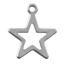 Stainless Steel Charm Star (15 x 13 x 0.8 mm) Antique Silver (50 pcs)