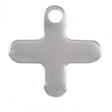 Stainless Steel Charm Cross  (12 x 12 x 0.8 mm) Antique Silver (50 pcs)