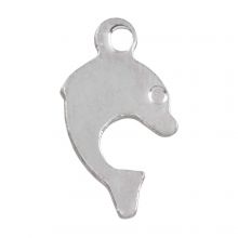 Stainless Steel Charm Dolphin (12 x 7 mm) Antique Silver (50 pcs)