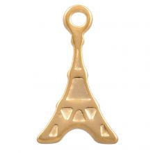 Stainless Steel Charm Eiffel Tower (12 x 7 x 0.9 mm) Gold (10 pcs)