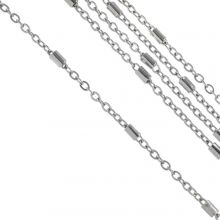 Stainless Steel Link Chain Tube (2 x 1.5 x 0.2 mm) Antique Silver (1 meter)