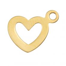 Stainless Steel Charm Heart (14.5 x 10.5 x 1 mm) Gold (10 pcs)