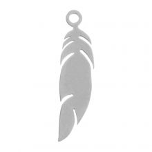 Stainless Steel Charm Feather (24 x 6 mm) Antique Silver (10 pcs)