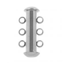 Stainless Steel Multi Strand Slide Lock Clasp 3 Eyelets (19 x 10 mm) Antique Silver (1 pcs)