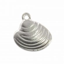 Stainless Steel Charm Shell (14 x 13 mm) Antique Silver (5 pcs)