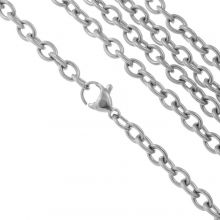 Stainless Steel Necklace Oval Links (5 x 4 x 1 mm / 60 cm) Antique Silver (1 pcs)