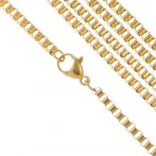 Stainless steel Necklace Box Chain (2 x 2.5 mm / 50 cm) gold (1 pcs)