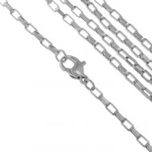 Stainless Steel Necklace Rectangular Links (4 x 2 x 1 mm / 45 cm) Antique Silver (1 pcs)