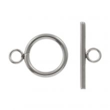 Stainless Steel Toggle Clasps (outer size 13 mm / inner size 10 mm) Antique Silver (10 pcs)