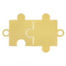 Stainless Steel Connector 2 Eyelets Puzzle (21 X 13 mm) Gold (5 pcs)