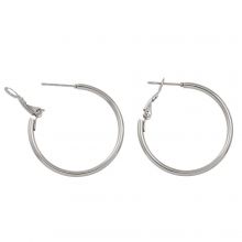 Stainless Steel Hoop Earrings (30 x 2 mm) Antique Silver (2 pcs)