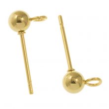 Stainless Steel Stud Earrings (15 mm) Gold (10 pcs)
