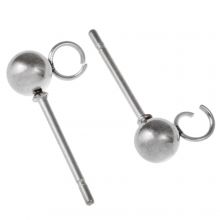 Stainless Steel Stud Earrings (15 x 7 mm) Antique Silver (10 pcs)