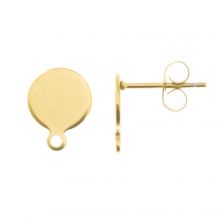 Stainless Steel Stud Earrings Flat Round (10.5 x 8 x 0.8 mm) Gold (4 pcs)
