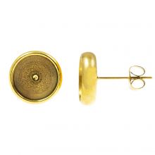 Stainless Steel Stud Earrings / Setting with Backs (8 mm) Gold (4 pcs)