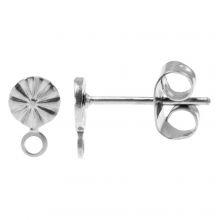 Stainless Steel Stud Earrings (7 x 4.5 mm) Antique Silver (4 pcs)