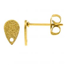 Stainless Steel Stud Earrings (8 x 5 mm) Gold (4 pcs)