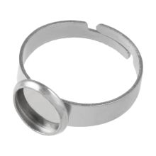 Stainless Steel Adjustable Ring (8 mm) Antique Silver (5 pcs)