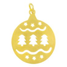 Stainless Steel Charm Christmas Ball (25 x 20 x 1 mm) Gold (1 pcs)