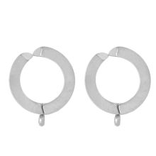 Stainless Steel Huggie Clip Earring (16 x 13 mm) Antique Silver (4 pcs)