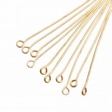 Stainless Steel Eye Pins (50 x 0.6 mm) Gold (25 pcs)