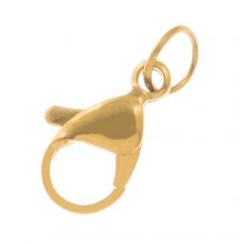 Stainless Steel Lobster Clasp with Jump Ring (14 x 7 mm) Gold (5 pcs)