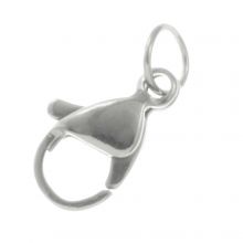 Stainless Steel Lobster Clasp with Jump Ring (10 x 6 mm) Antique Silver (5 pcs)