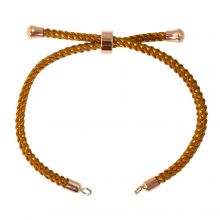 DIY Bracelet - Braided Nylon Cord Adjustable (22cm) Caramel - Rose Gold (1 pcs)