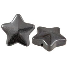 Electroplated Glass Beads Star (13 x 13.5 x 5.5 mm) Gunmetal (5 pcs)